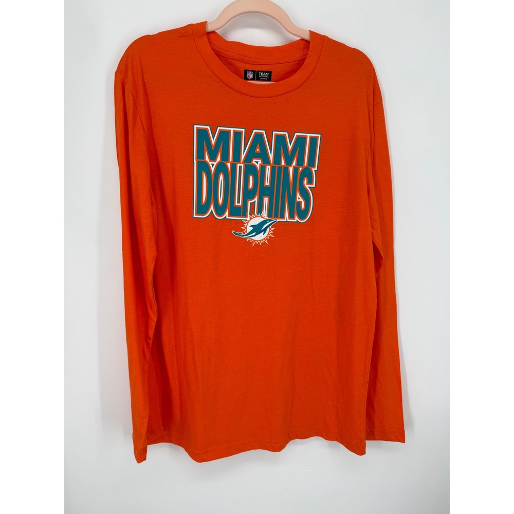 NFL Team Apparel Miami Dolphins Sleepwear Women Large Orange Long Sleeve Graphic